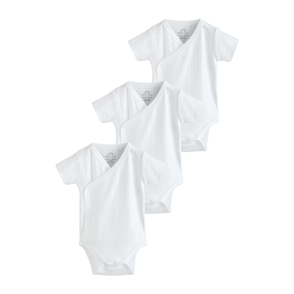 Bodies à manches longues bébé, lot de 3 blanc, NEXT