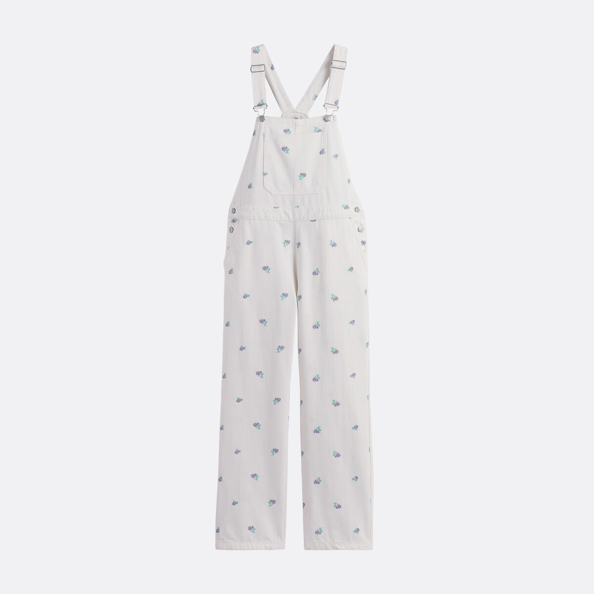 Salopette brodée fleurs, pur coton ivoire brodé, LA REDOUTE COLLECTIONS