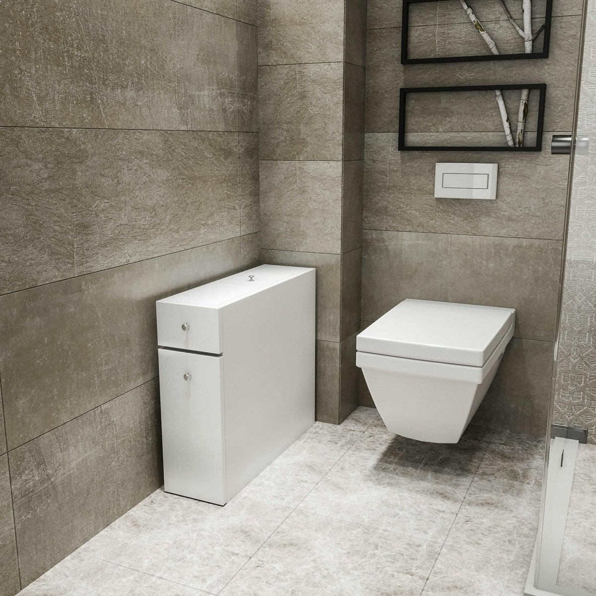 Meuble WC à rangements MARFA blanc, PIER IMPORT