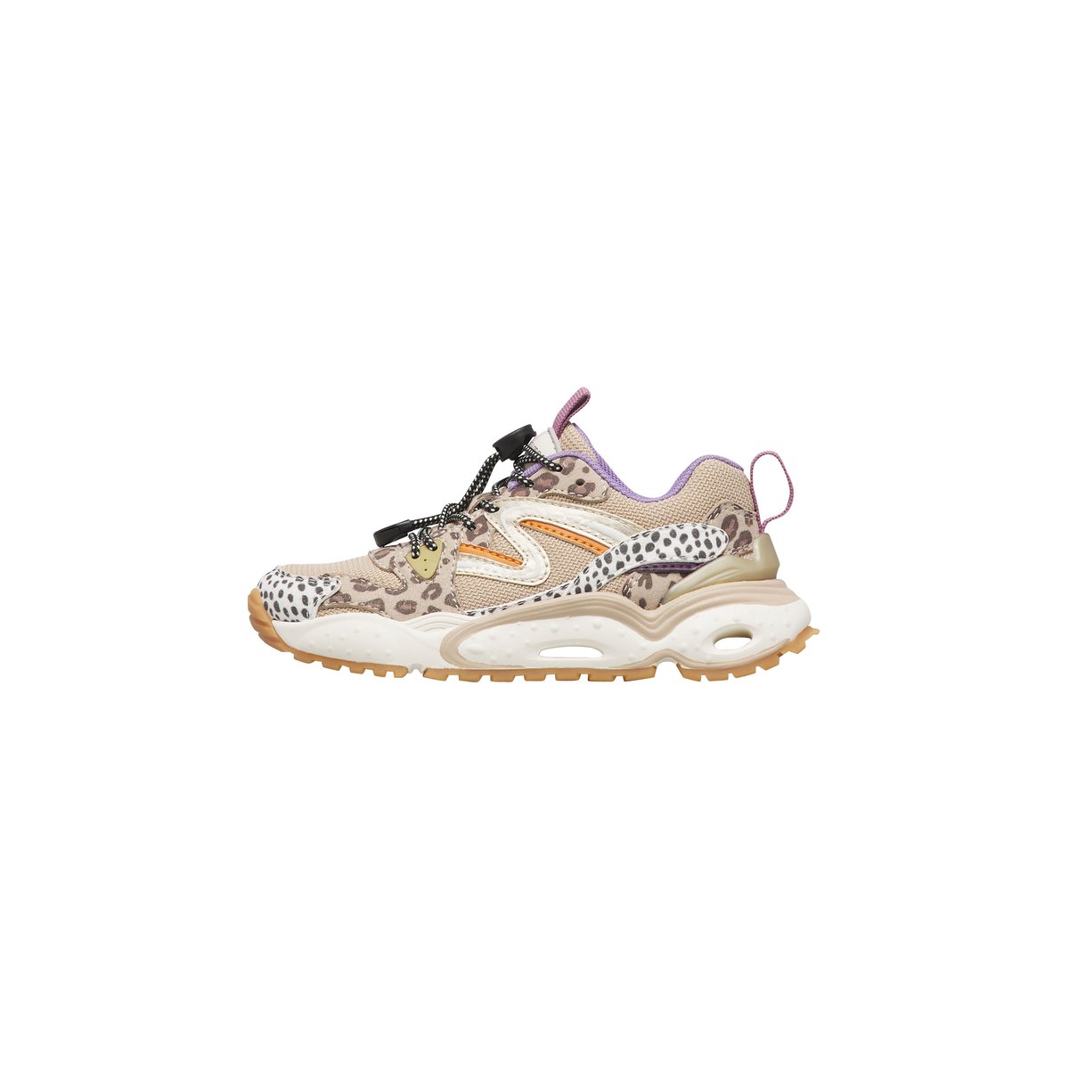 Sneakers en écopelle et tissu FLYNER. blanc-noir-beige, NATURINO
