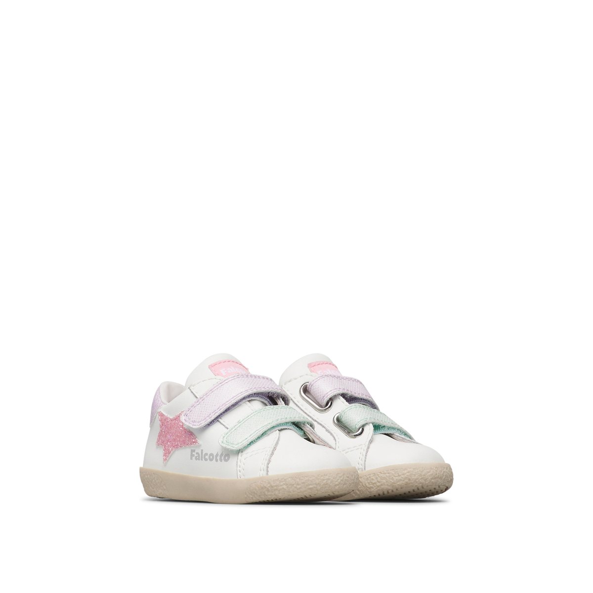 Sneakers en cuir et tissu ALNOITE 2 VL. blanc-rose-, FALCOTTO