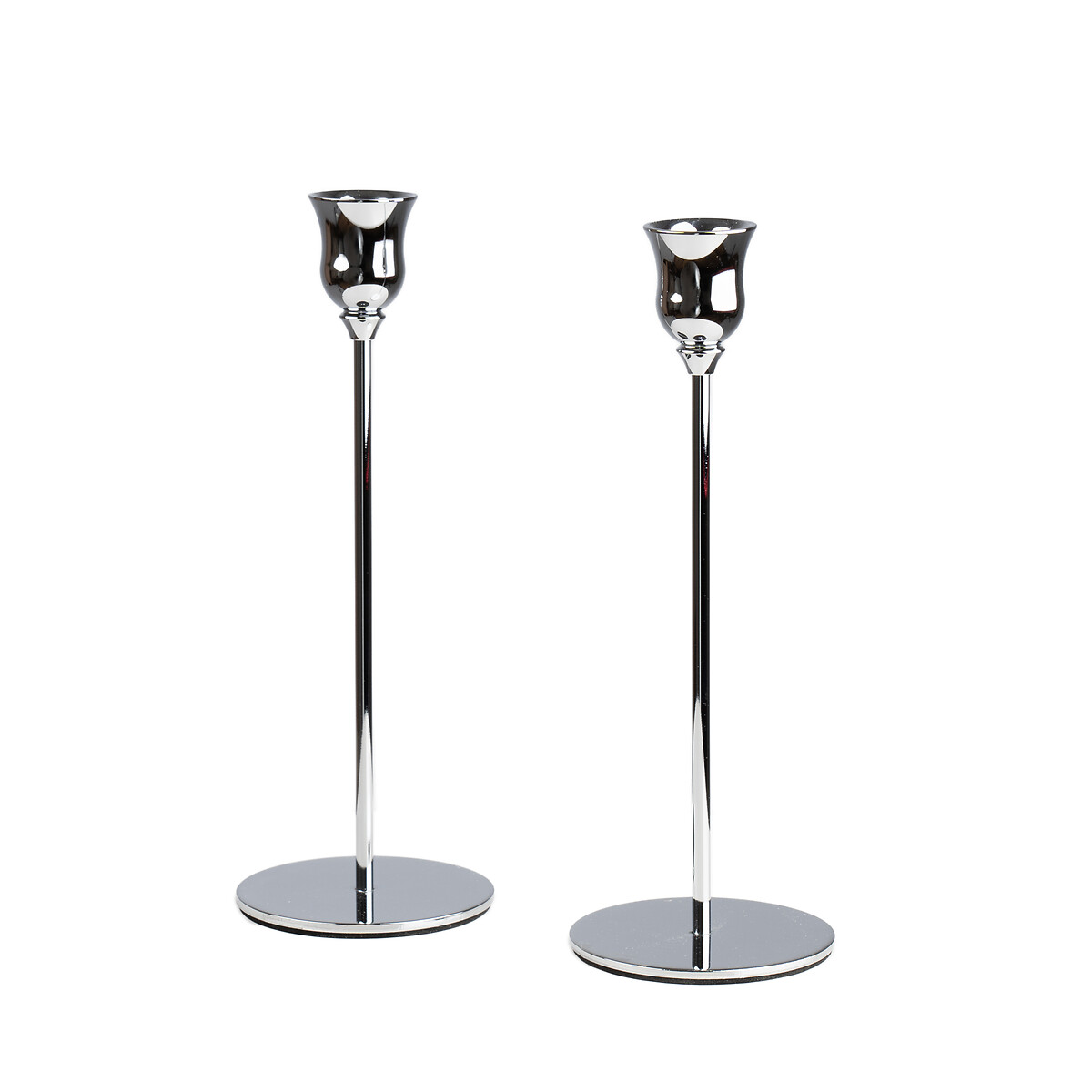 Set of 2 Silver Candle Holders 22cm silver-coloured, SO'HOME