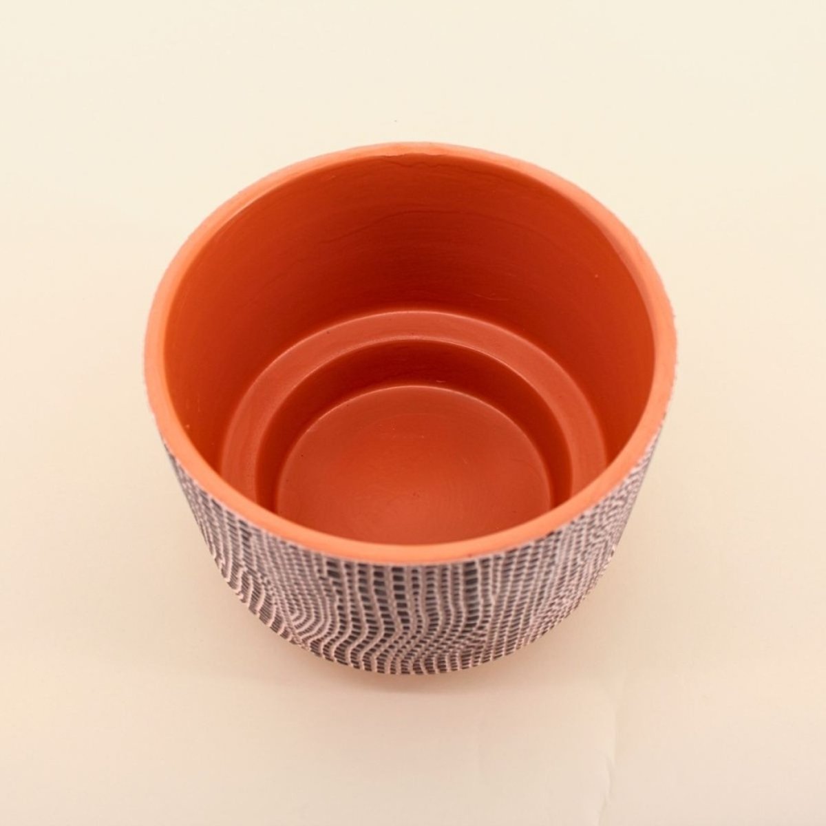 Cache-pot en terre cuite décor relief 25cm terracotta, ORNAMI