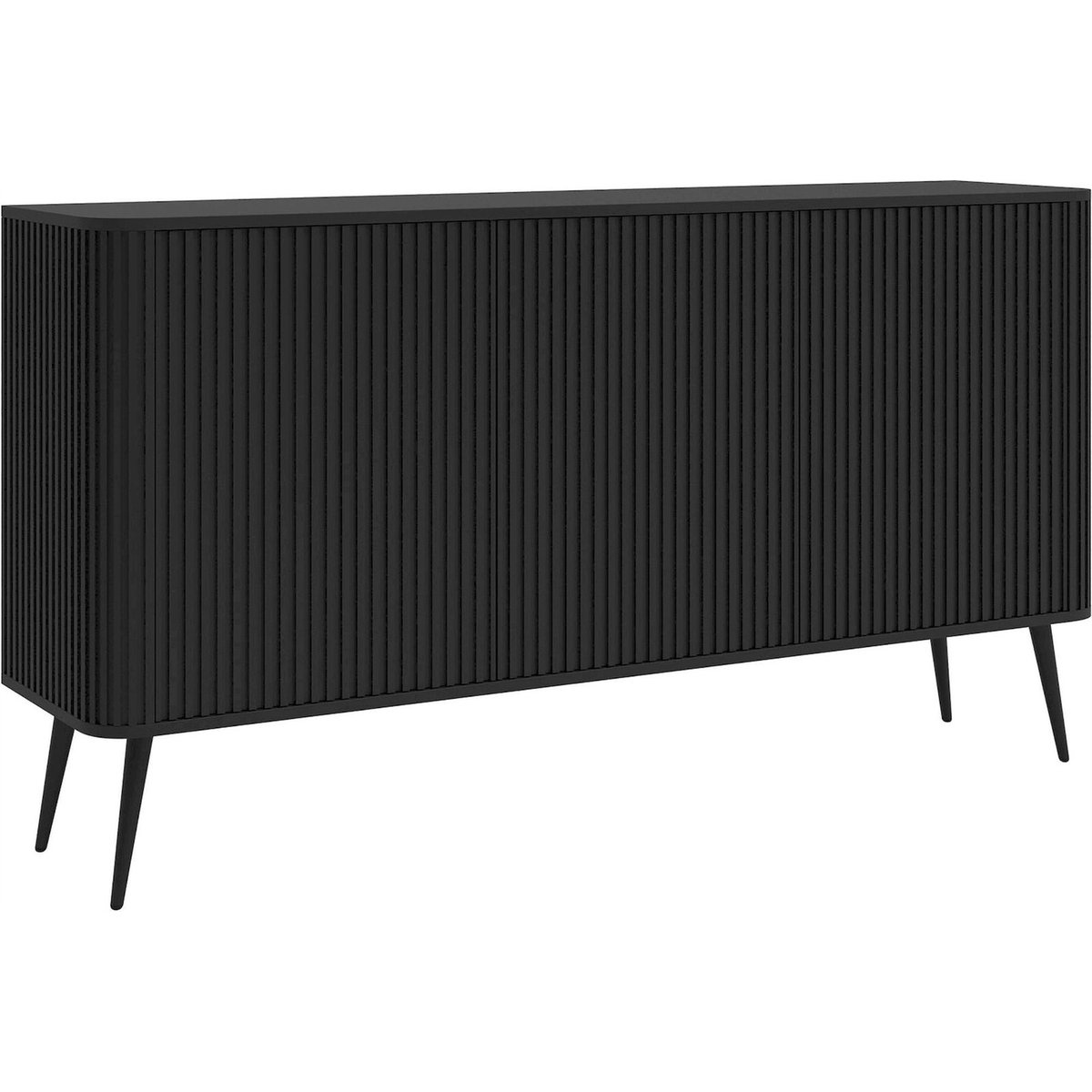 Buffet bas rainuré collection OVARLO noir, RECOLLECTION