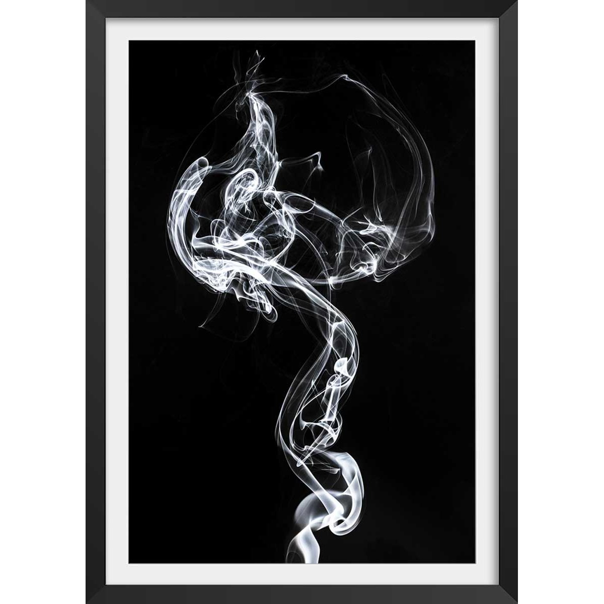Poster white smoke medusa affiche + cadre en bois - noir, HEXOA