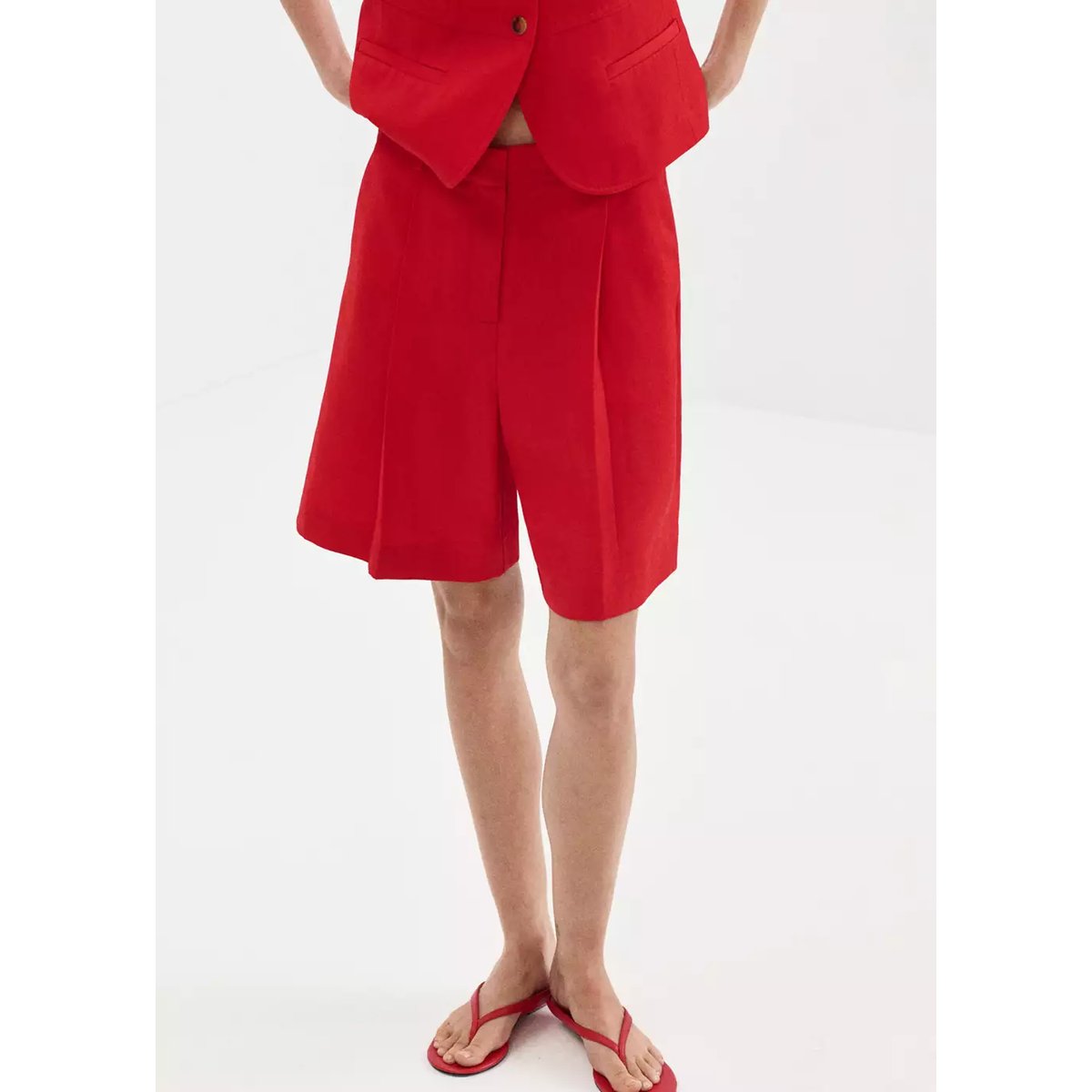 Bermuda droit taille normale rouge, MANGO