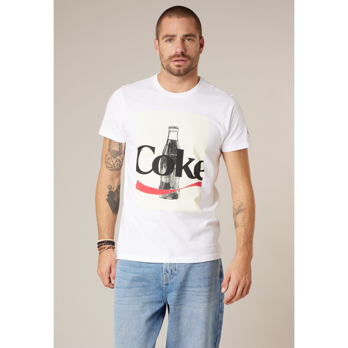 T-shirt homme en coton deeluxe x coca-cola ICECOLD blanc, DEELUXE