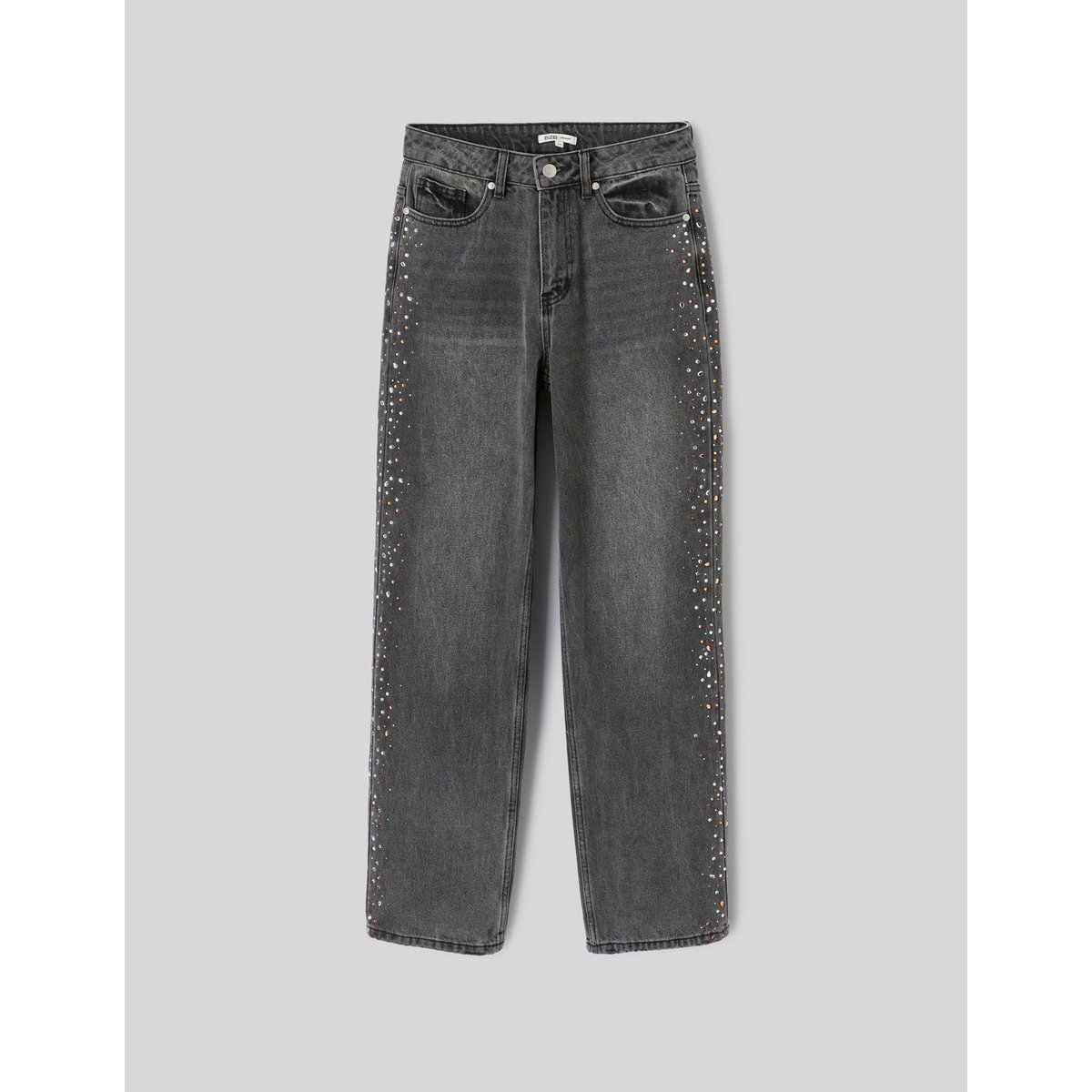 Jean droit strass gris foncé, BZB