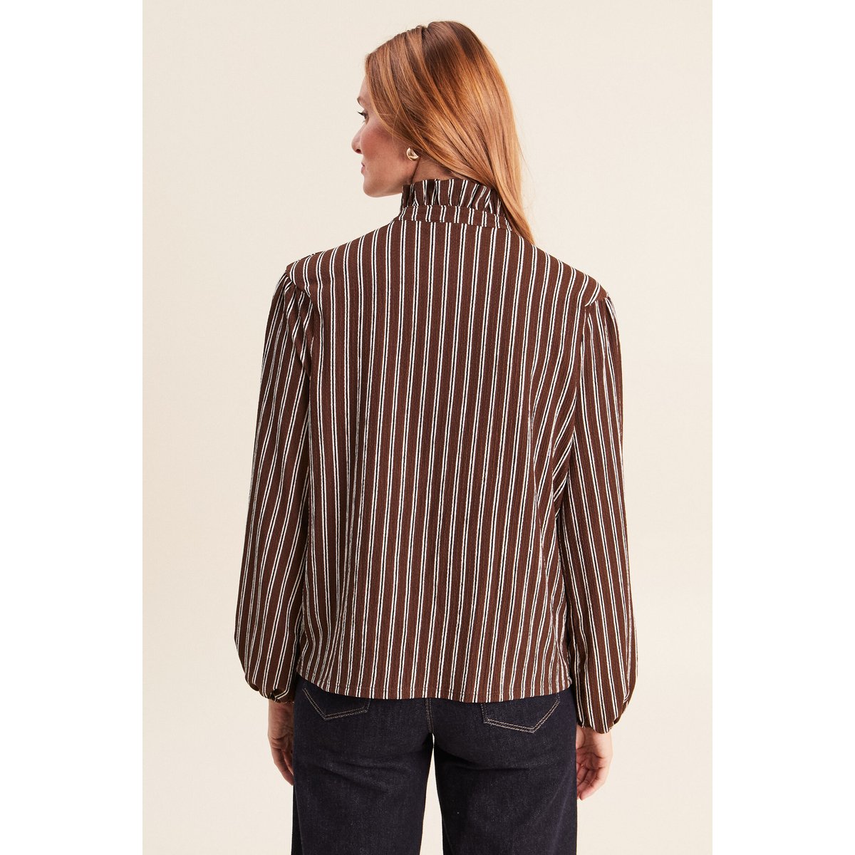 Blouse droite manches longues marron, BREAL