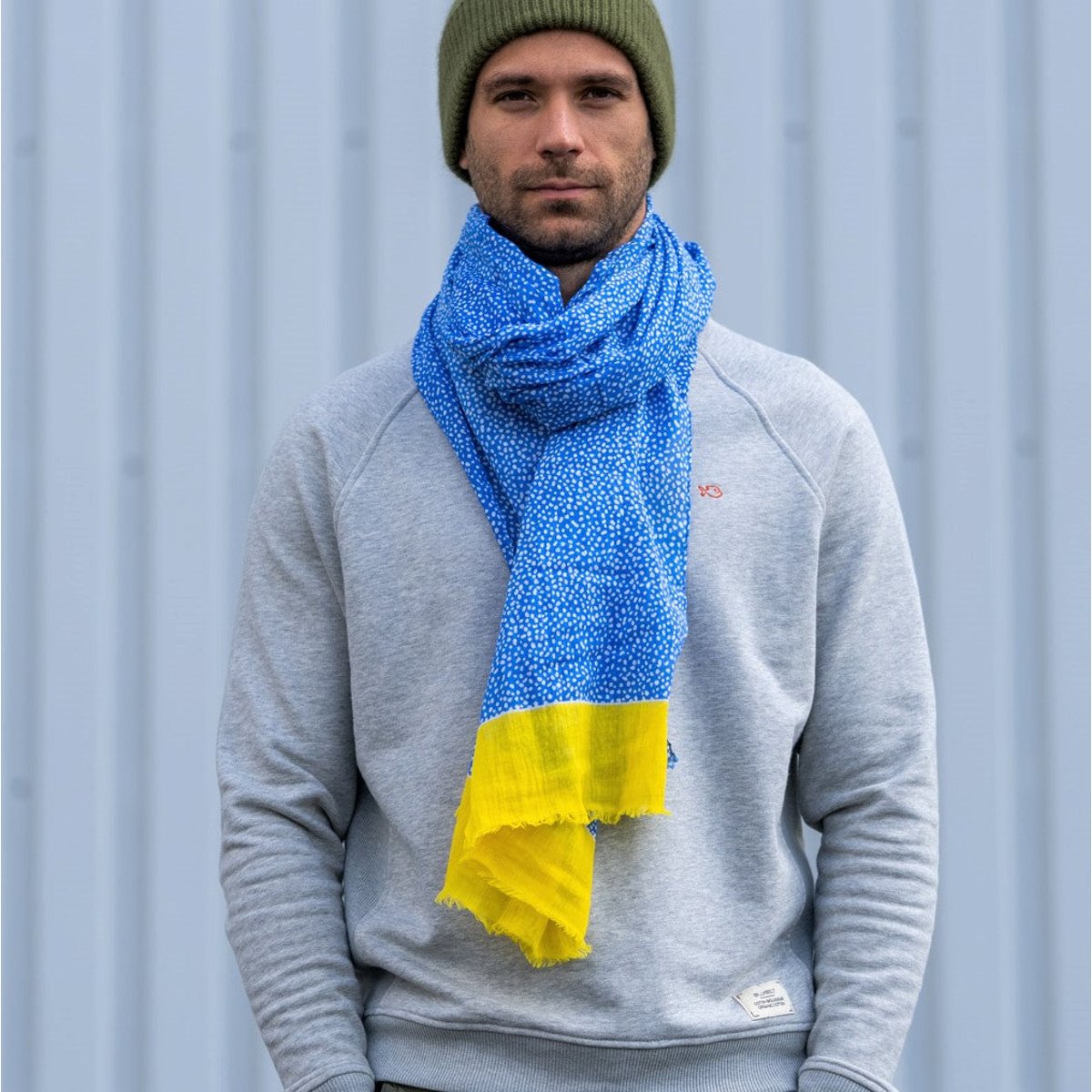 Foulard en coton biologique bleu, jaune et blanc, BILLYBELT
