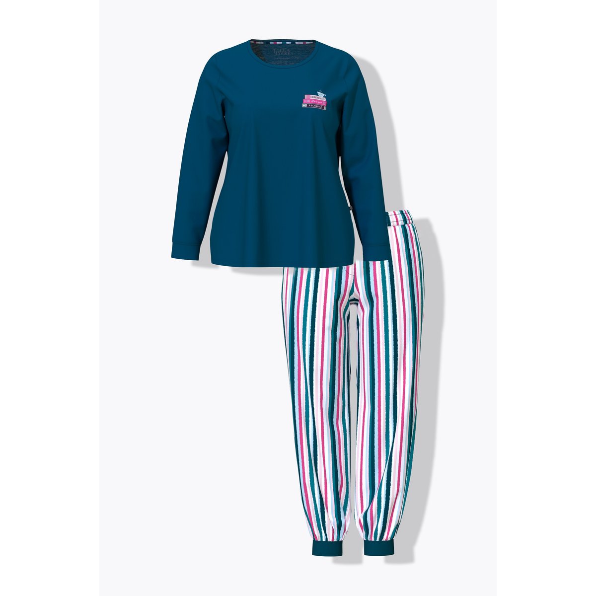 Pyjama décolleté rond et manches longues pétrole foncé, ULLA POPKEN