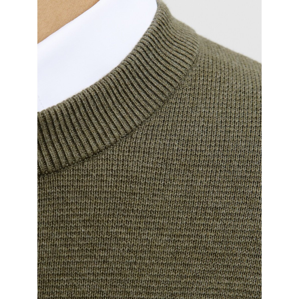 Pull en maille col rond kaki, JACK & JONES