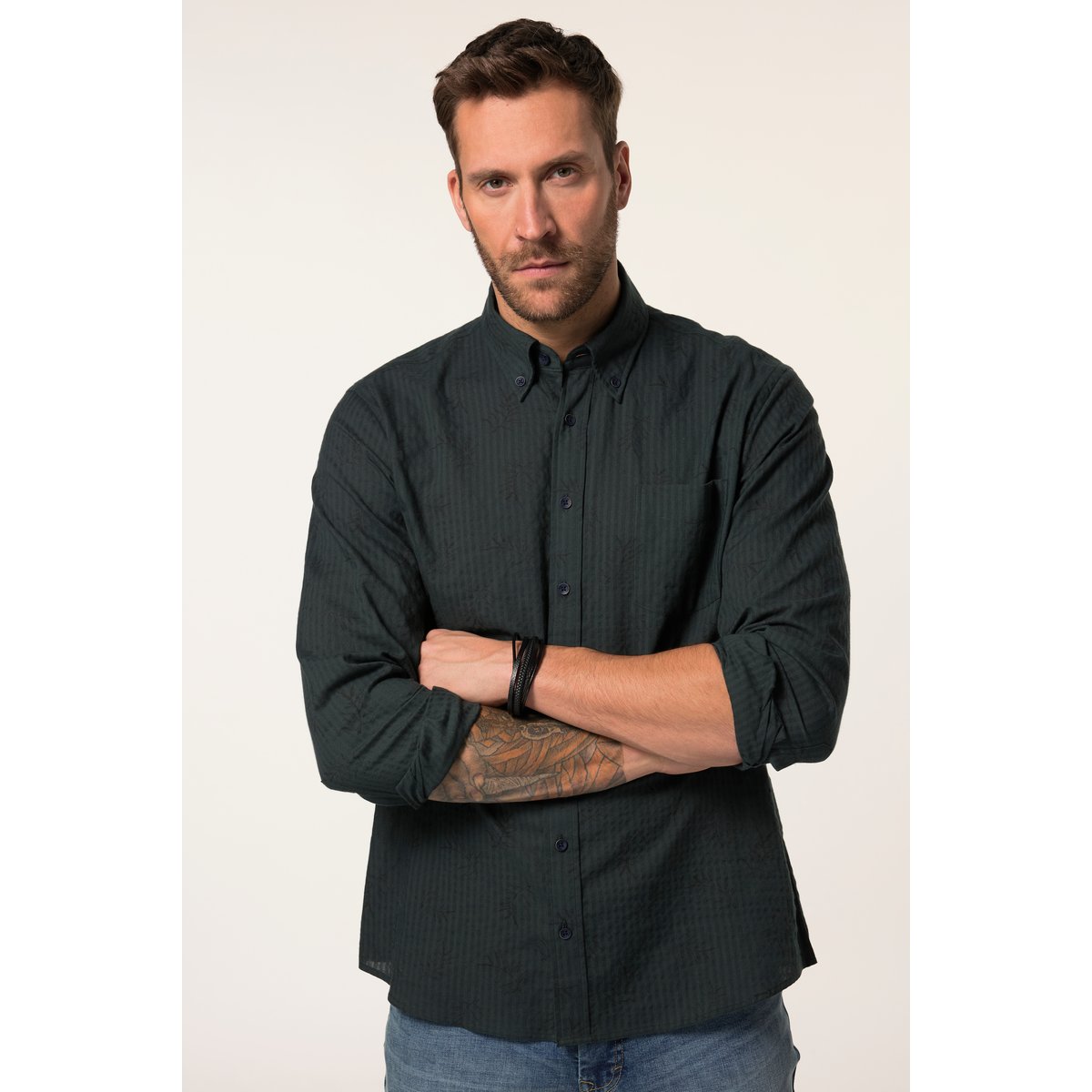 Chemise imprimé all-over vert foncé, JP1880