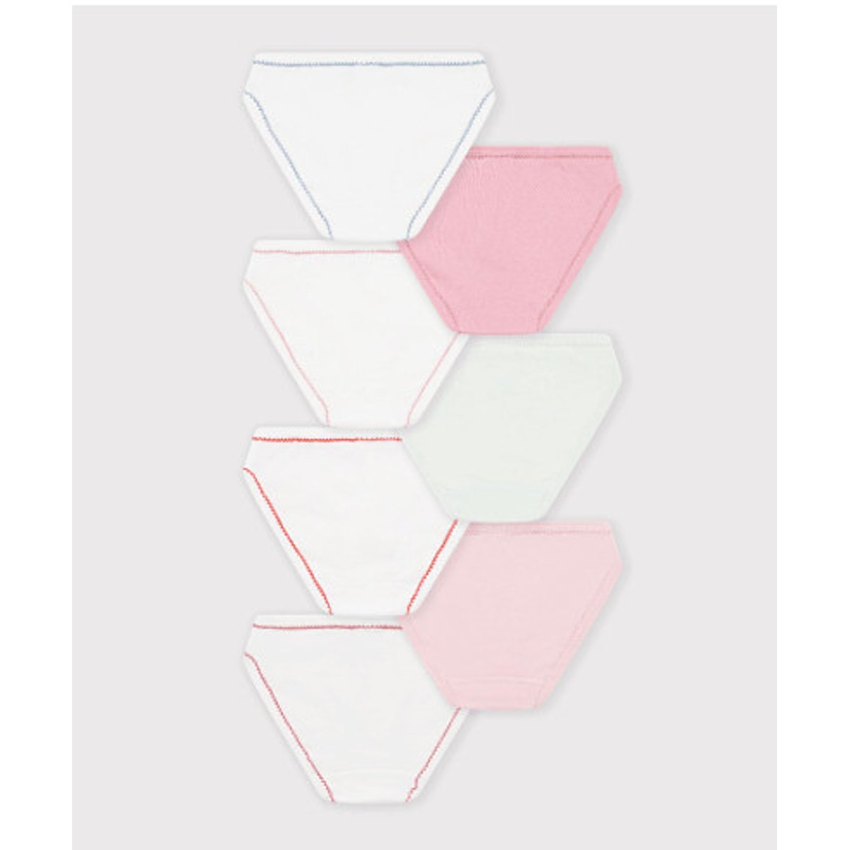 Pack of 7 Cotton Briefs white + pink + green, PETIT BATEAU