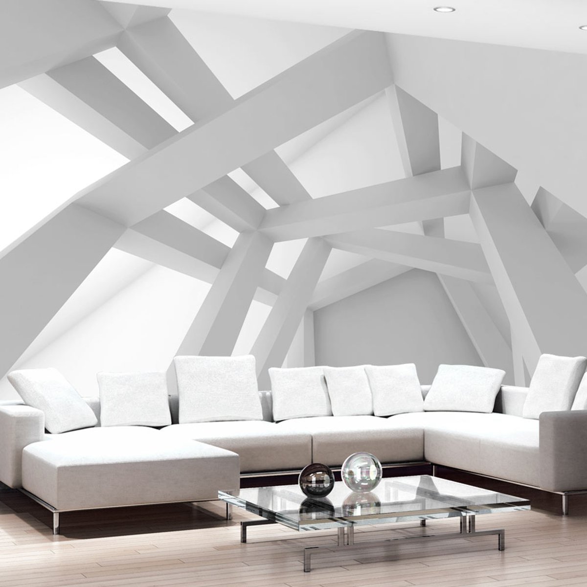 Papier peint intissé panoramique Ville et Architecture White Construction blanc, EDEN