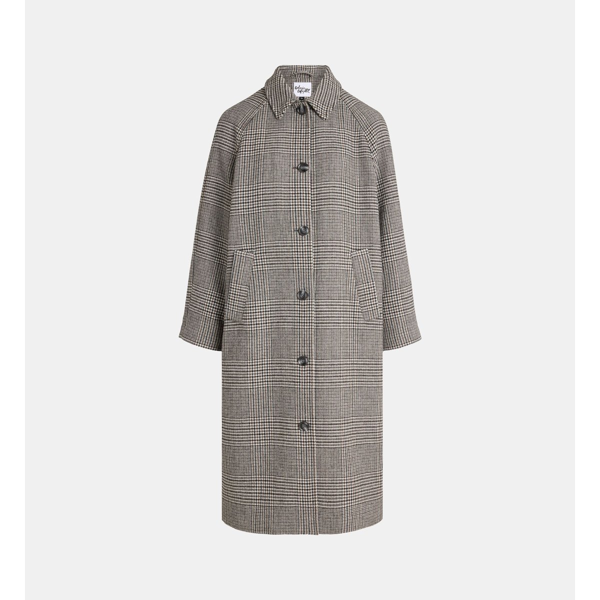 Manteau long freya bis prince-de-galles bleu et marron, GALERIES LAFAYETTE