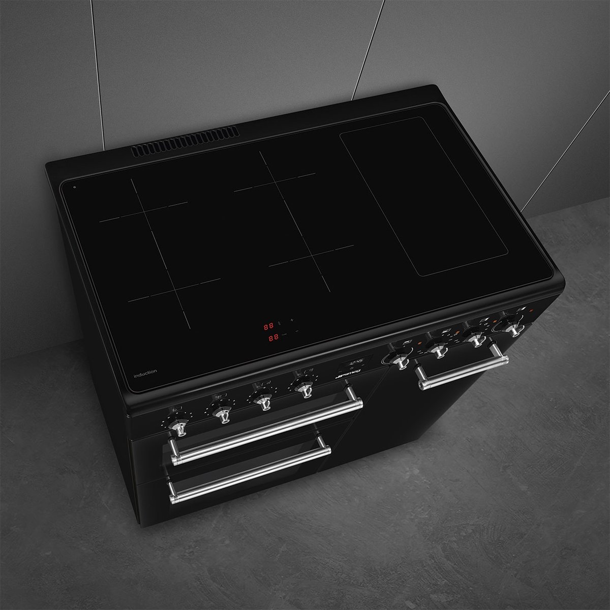 Piano de cuisson induction 4 feux 90 cm noir brillant, SMEG