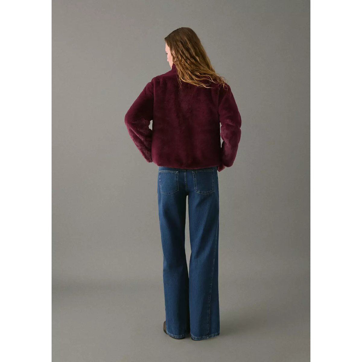 Manteau effet peluche grenat, MANGO TEEN