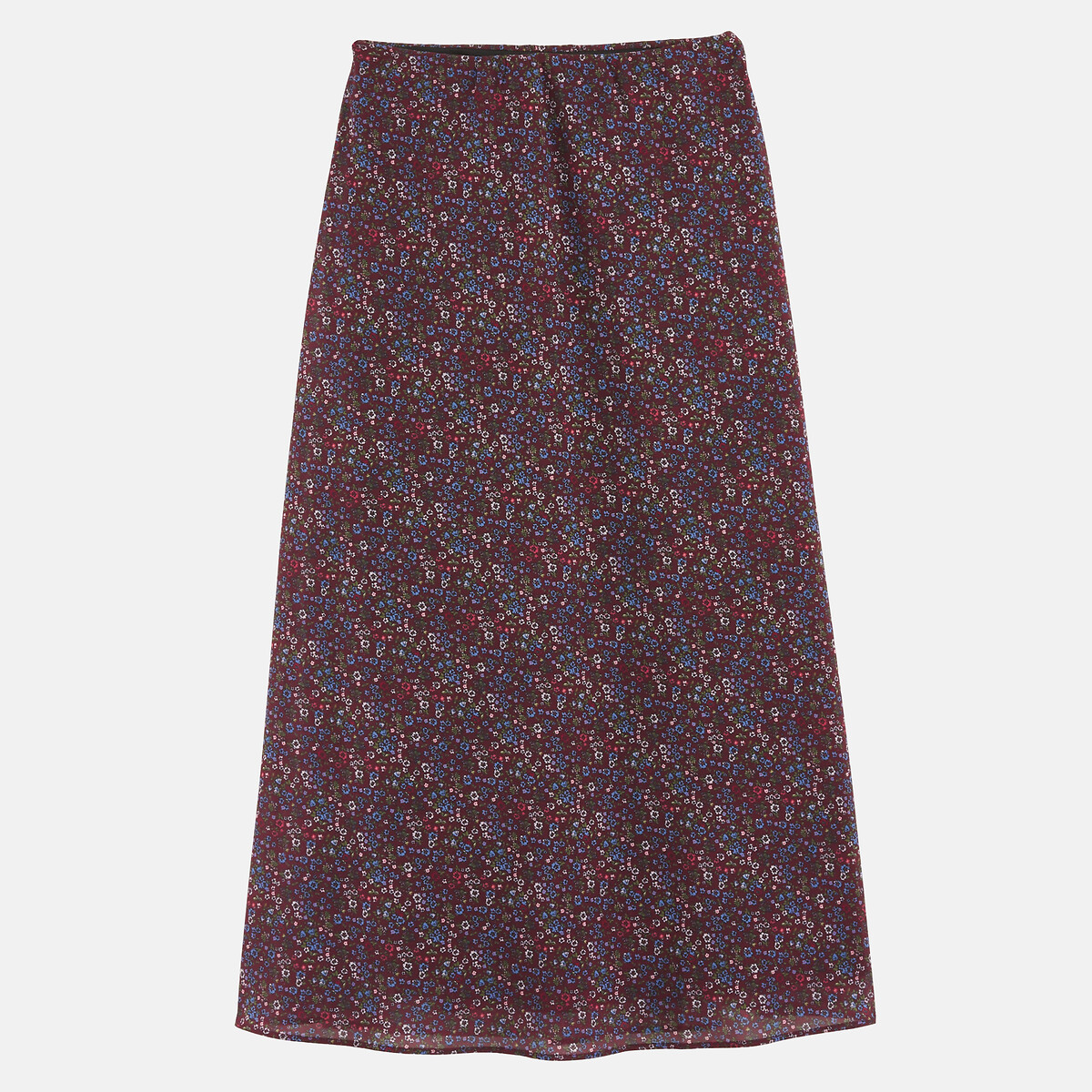 Jupe longue imprimé floral à taille élastiquée imprimé fleurs fond bordeaux, LA REDOUTE COLLECTIONS