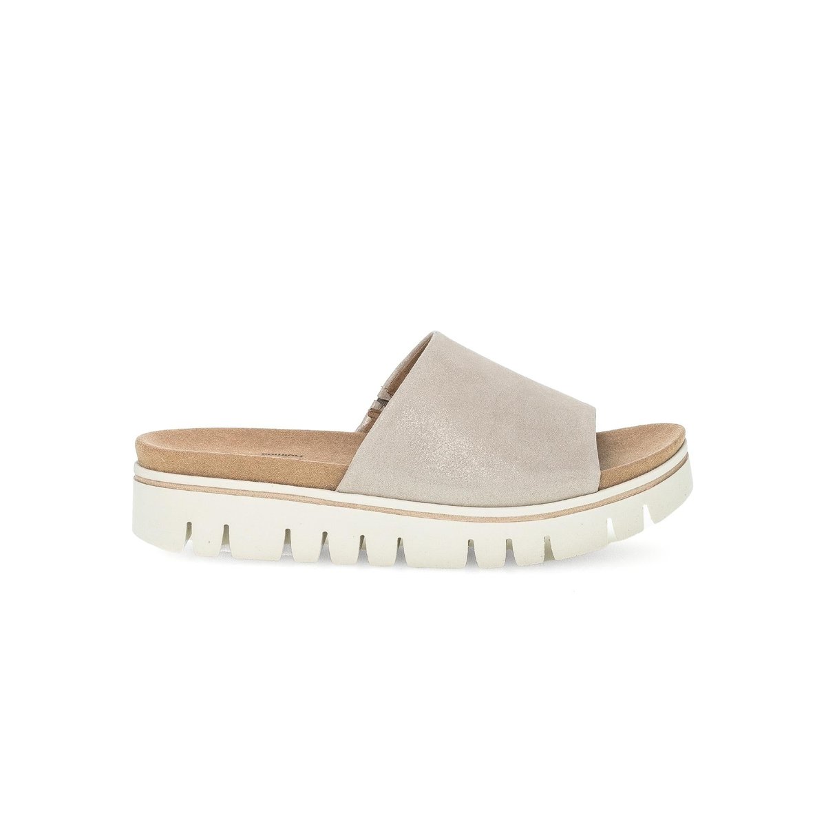 Mules en cuir à talon compensé doré, GABOR