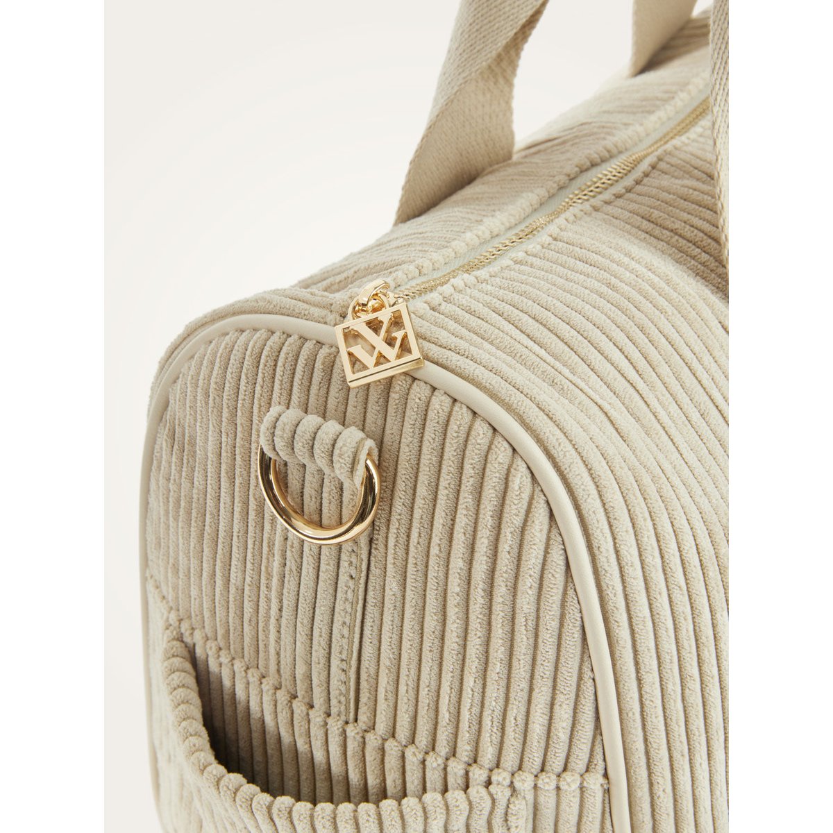 Sac week-end Adrienne en velours côtelé beige clair, VANESSA WU