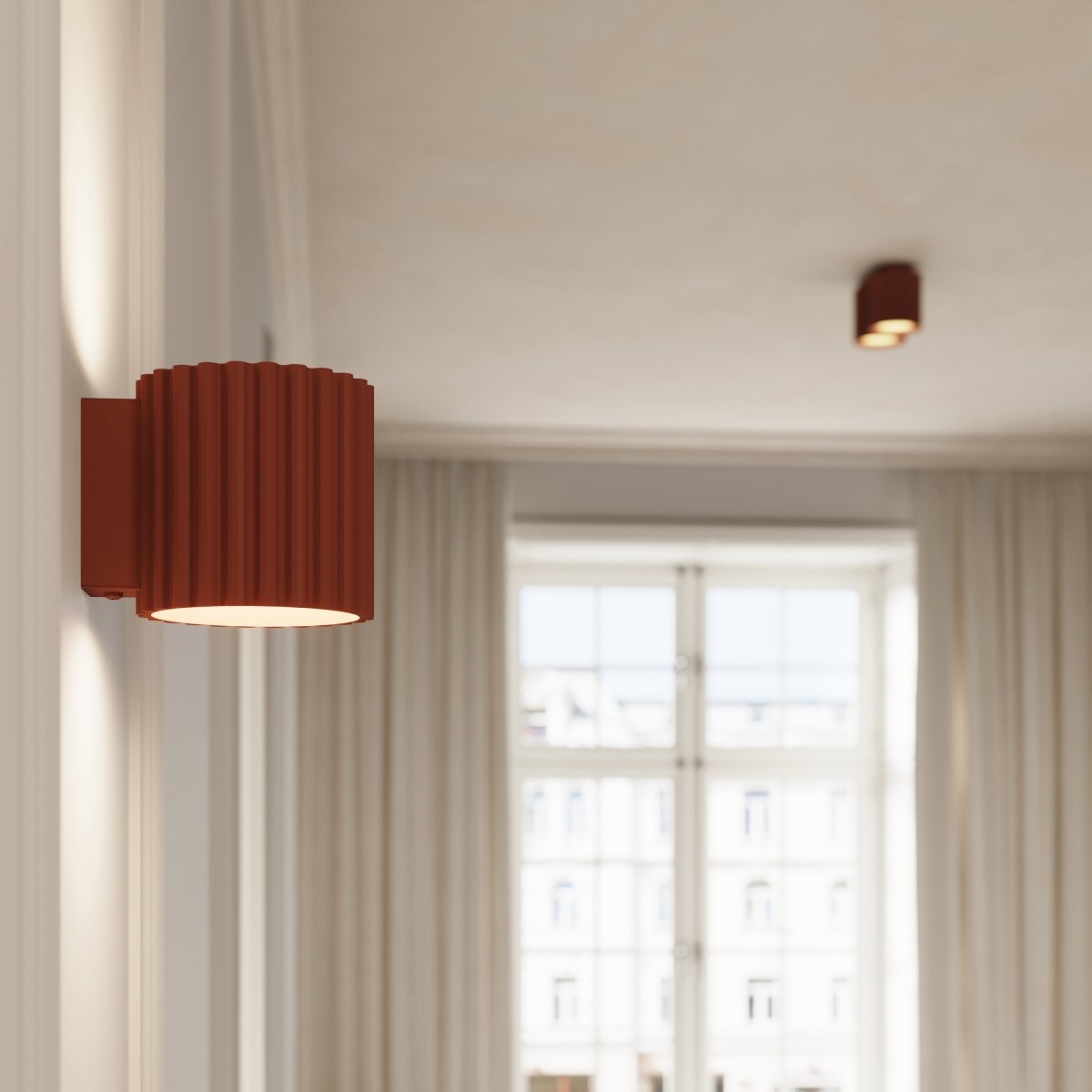 Plafonnier Aluminium Ocre Rouge GU10 2 Aura rouge, EDEN