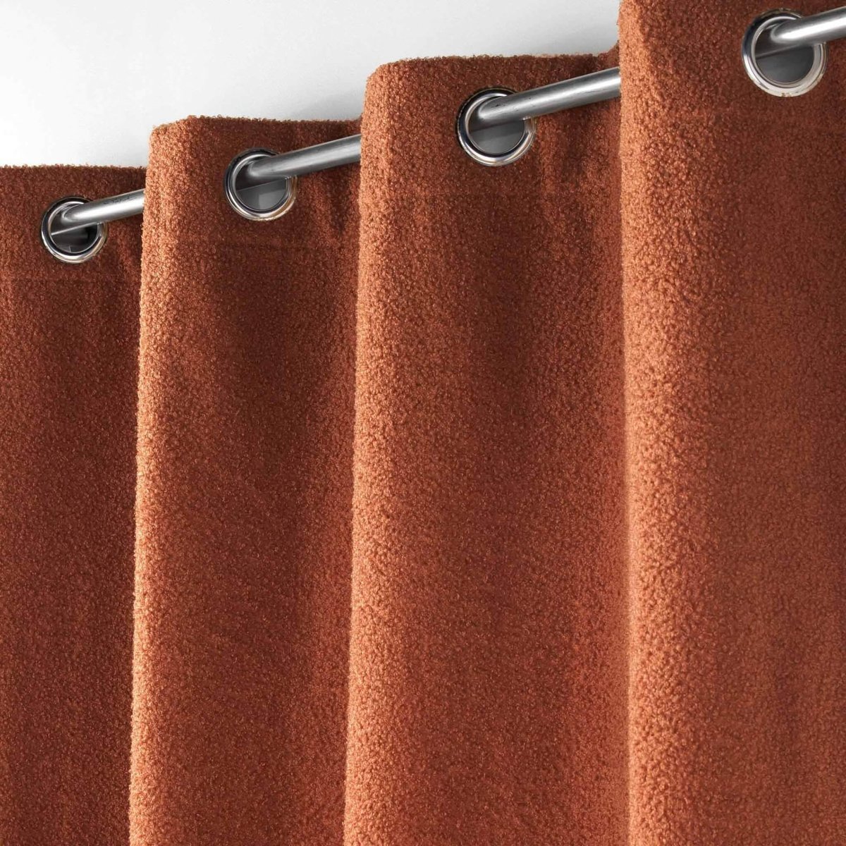 Rideau à œillets bouclette rouge terracotta, DOUCEUR D'INTÉRIEUR