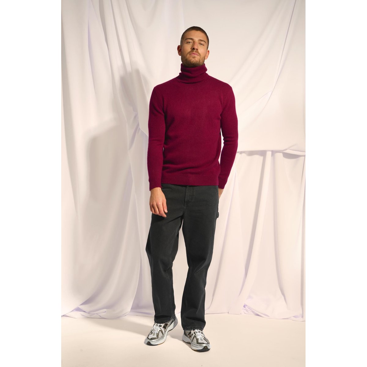 Pull Col Roulé 4 Fils Bordeaux Sacha bordeaux, JUST CASHMERE