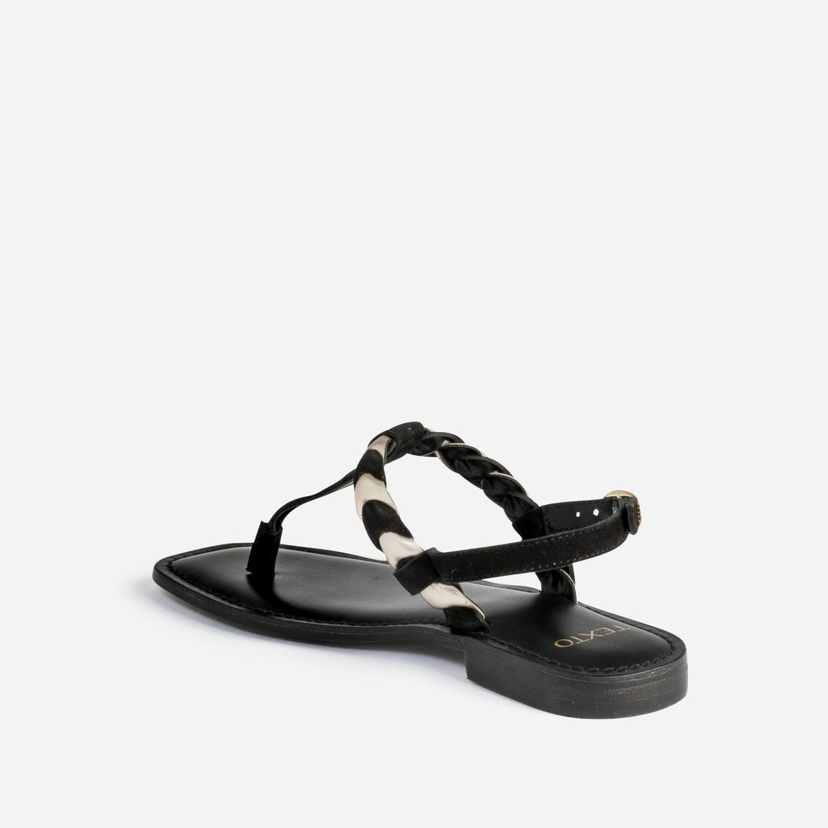 Sandale Plate en cuir NAEMI or, TEXTO
