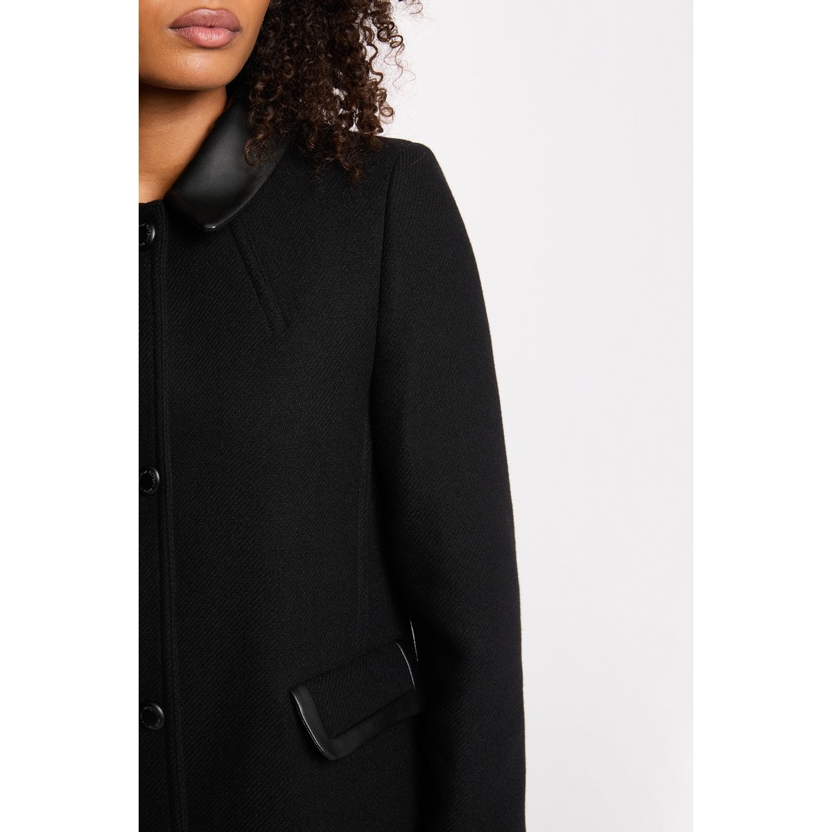 Manteau droit mi-long noir, MORGAN