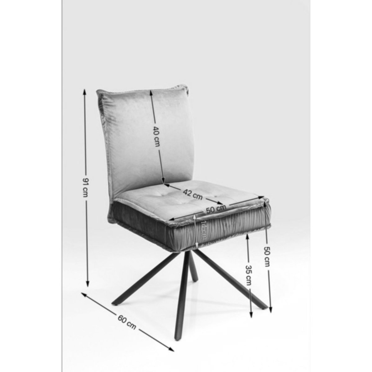 Chaise en velours, CHELSEA gris, KARE DESIGN