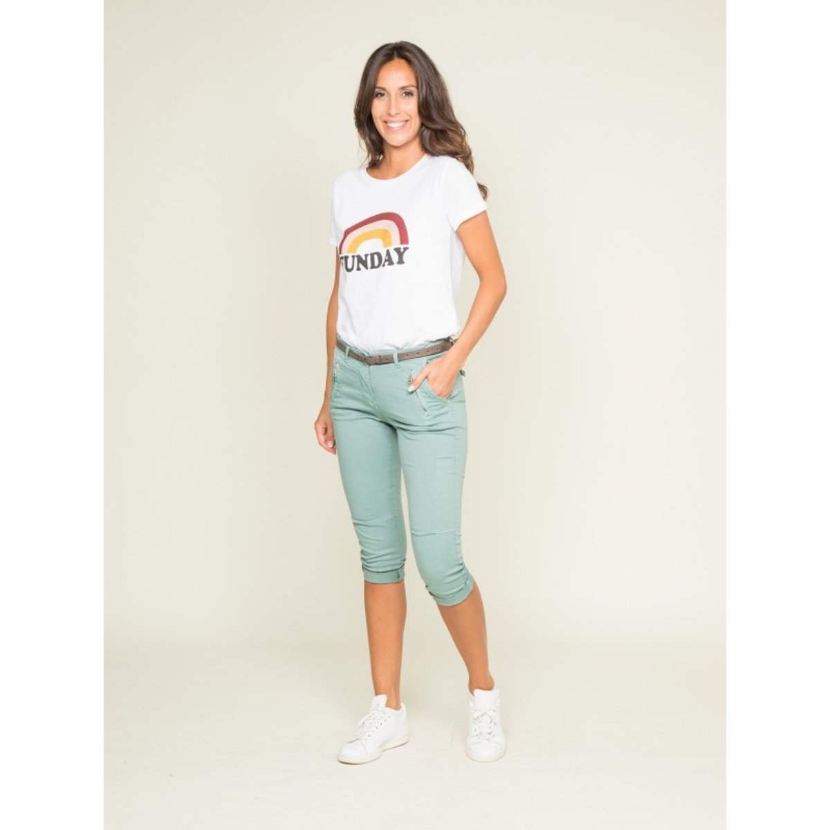 Pantacourt Chino Xelena vert, DONA LISA