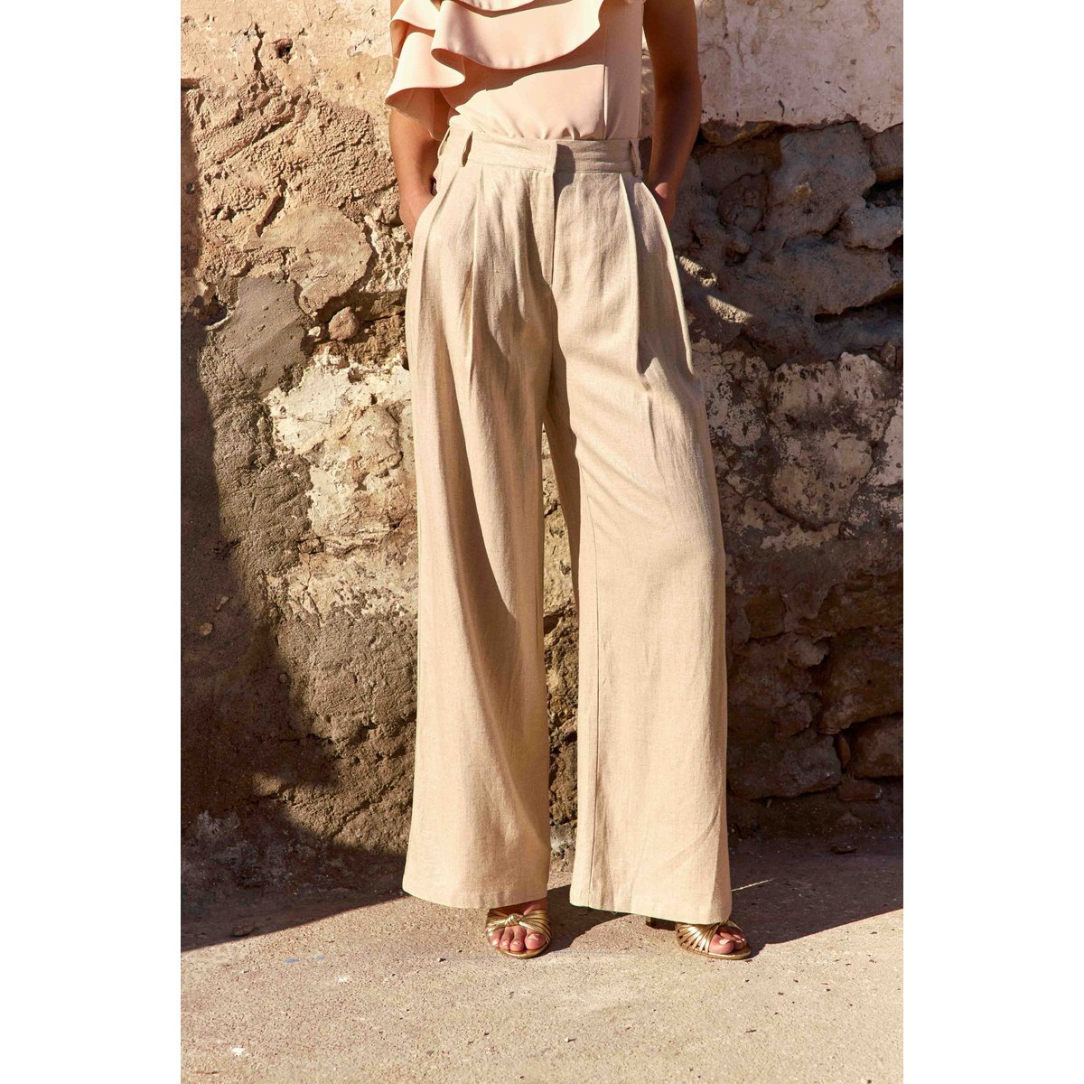 Pantalon large uni PALINA 68-dore, LA PETITE ETOILE