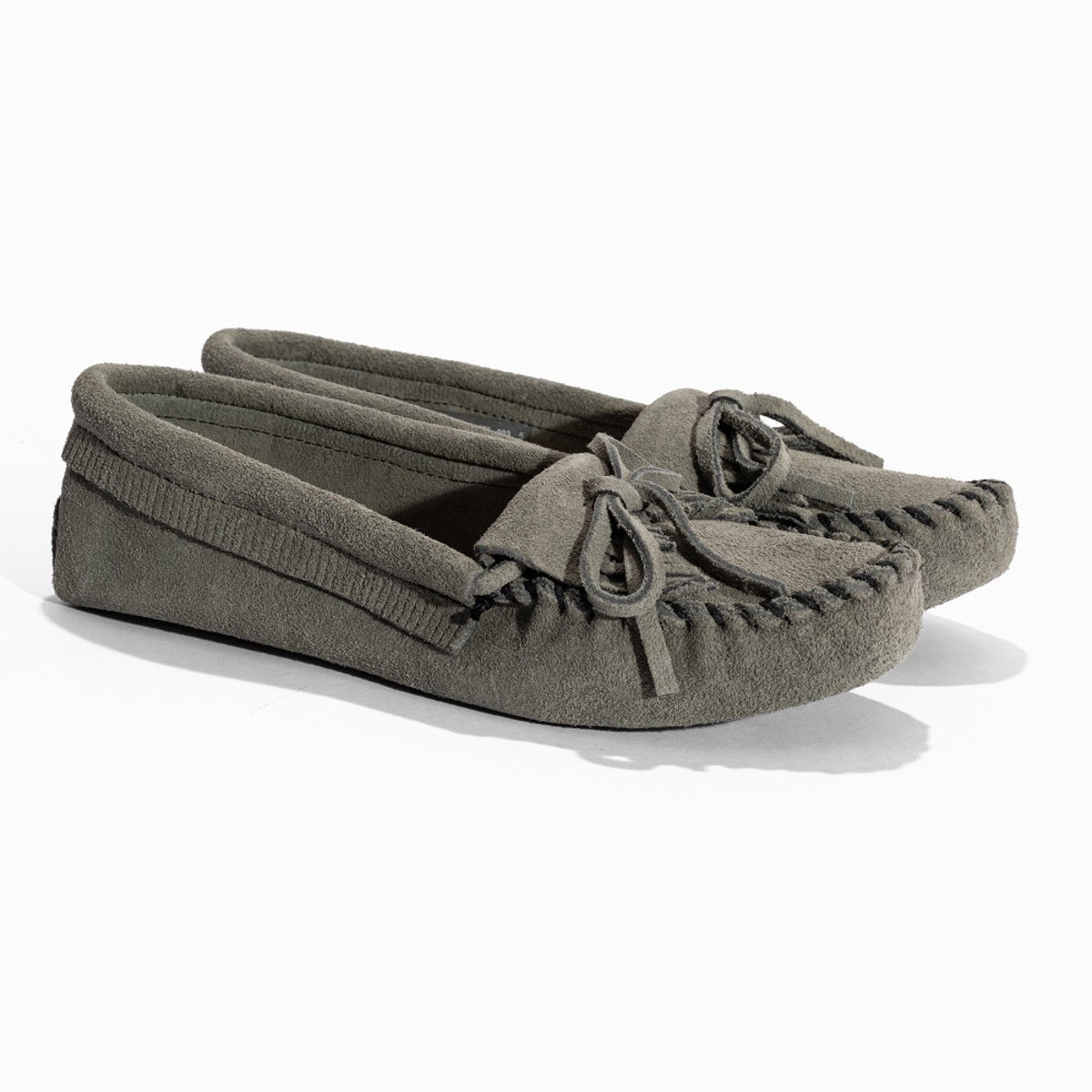 Mocassins en cuir Kilty Softsole gris, MINNETONKA