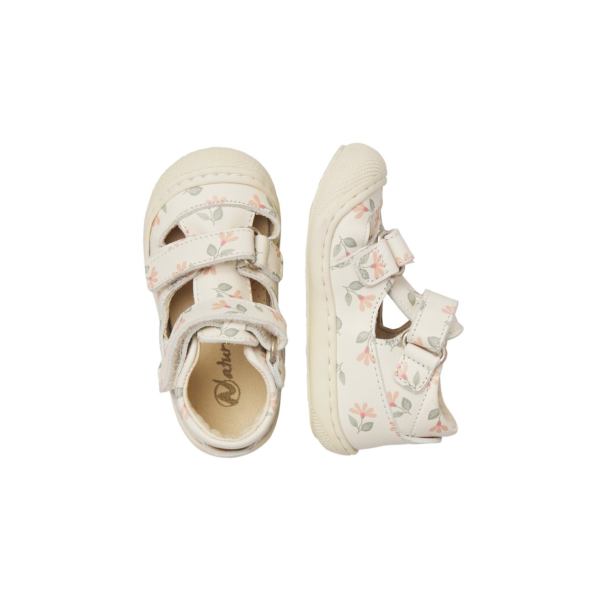 Sandales semi-fermées en cuir PUFFY blanc crème-, NATURINO