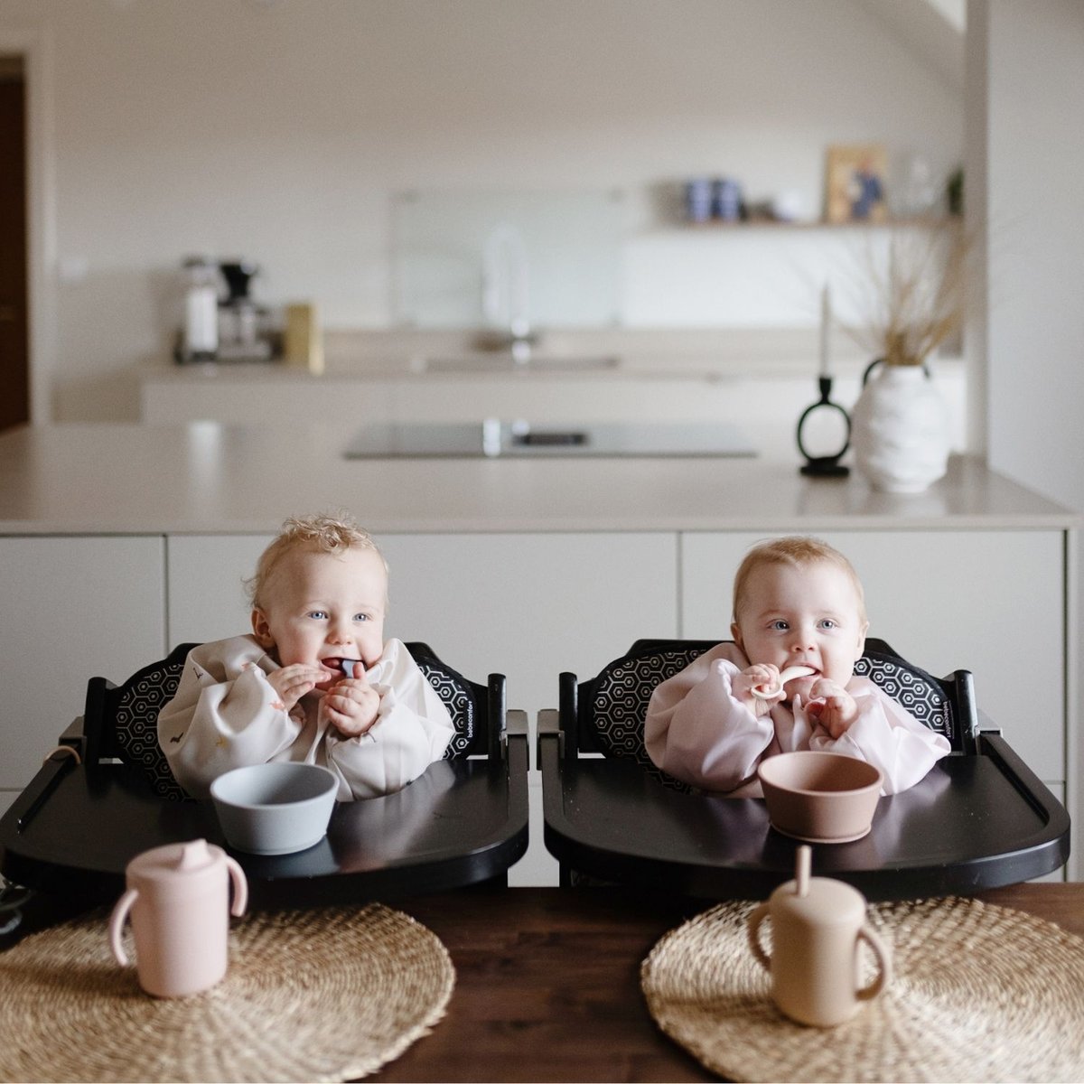 Lot de 2 cuillères bébé bleu, écru, MUSHIE
