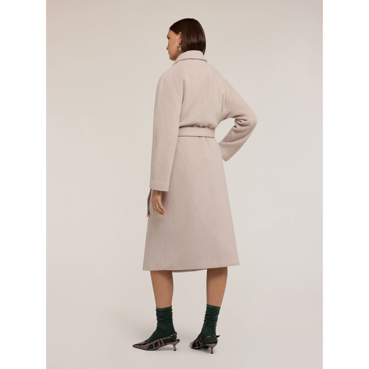 Manteau croisé en drap de laine mélangée blanc, MOTIVI