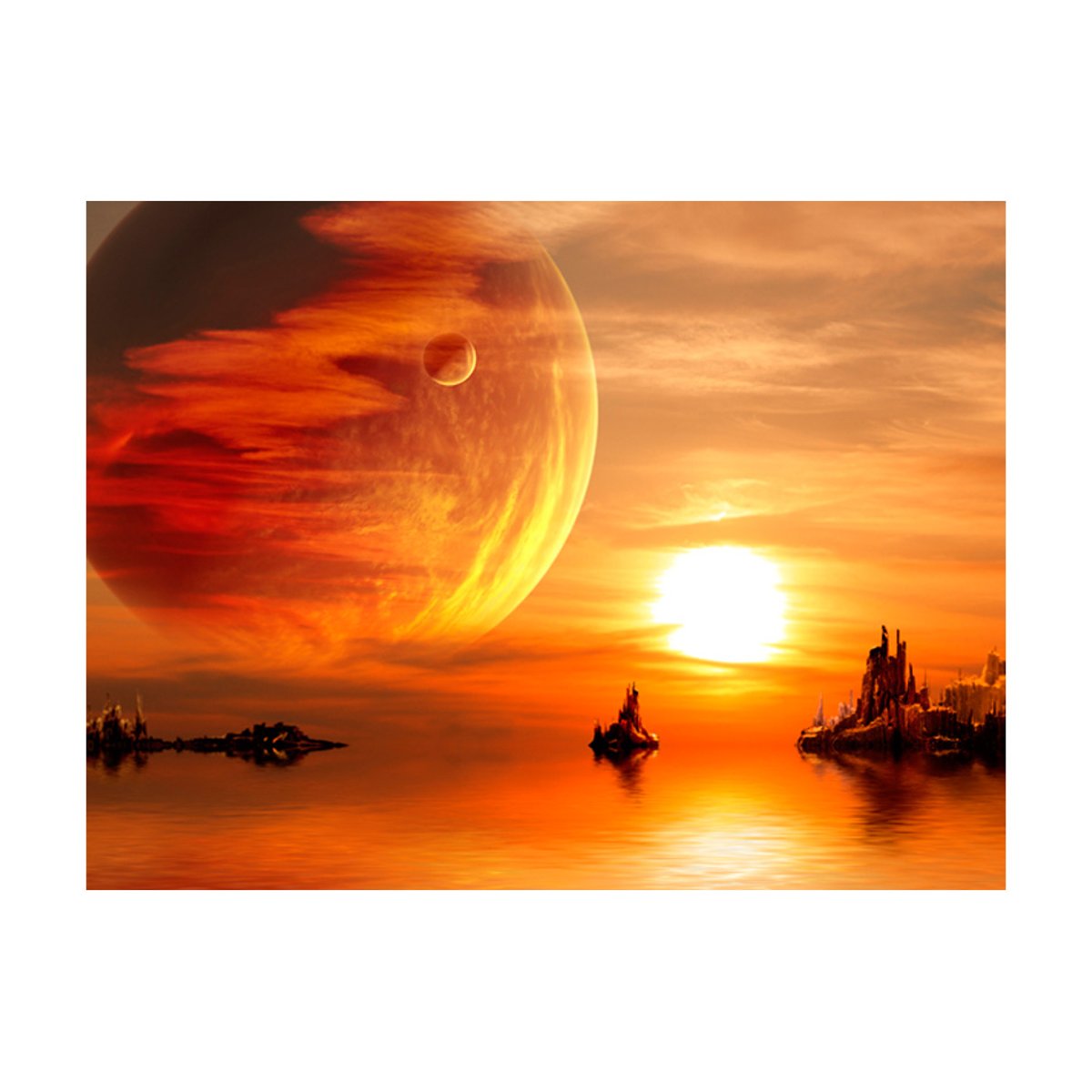 Papier peint intissé panoramique Paysage Fantasy sunset noir, EDEN