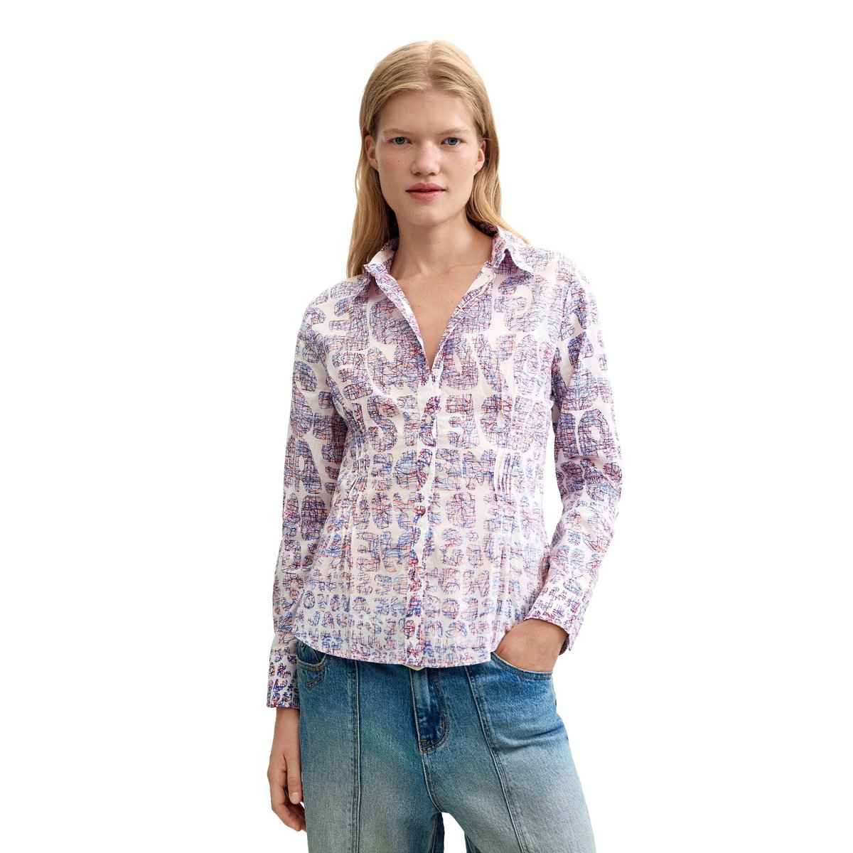 Chemise à imprimé fleuri 100 % coton rouge, DESIGUAL