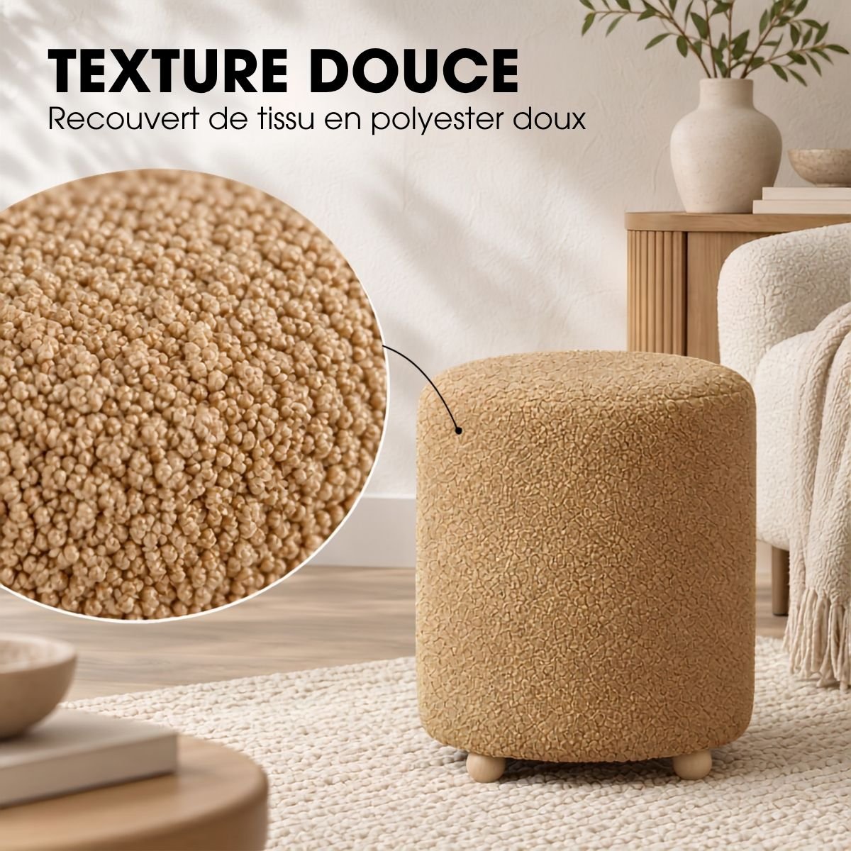 Tabouret YVES beige, MICA DECORATIONS