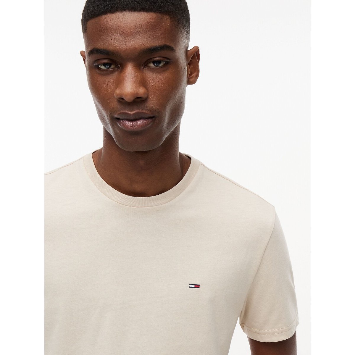 Slim Fit Short Sleeve T-Shirt light beige, TOMMY JEANS