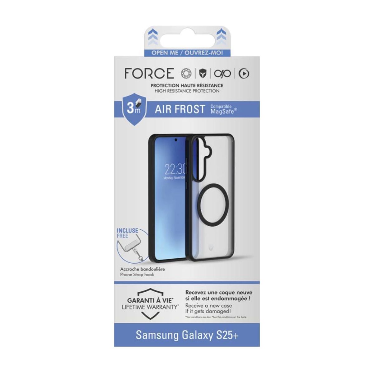 Coque Samsung Galaxy S25+ MagSafe Noire couleur unique, FORCE CASE