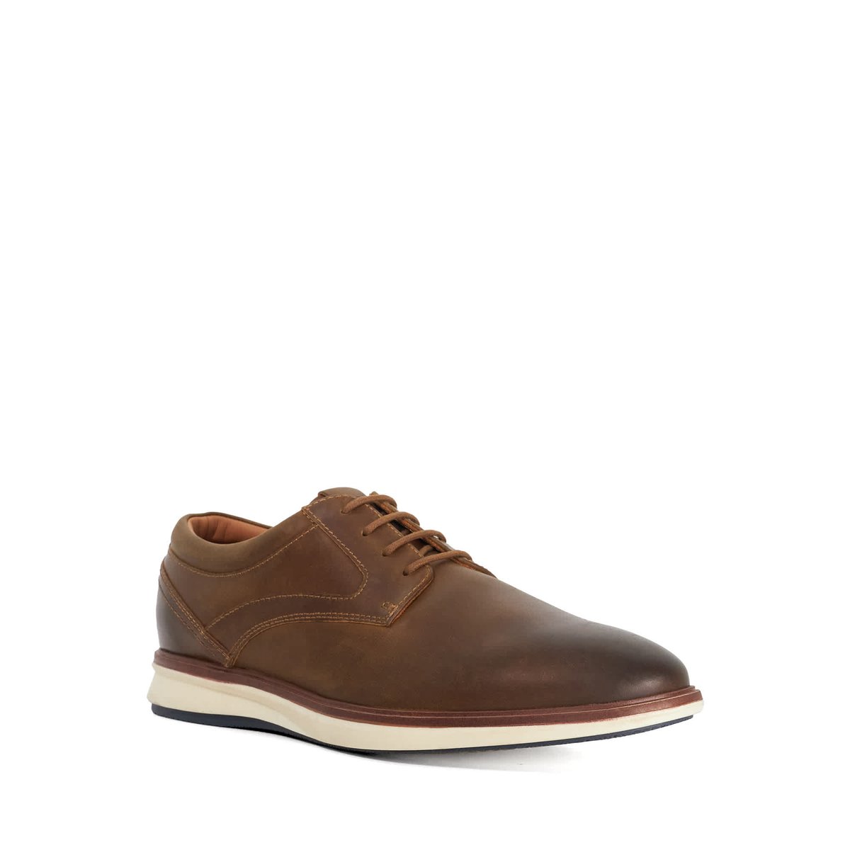 Baskets à lacets en cuir coupe large - BRYDON Wide Fit brown-leather, DUNE LONDON