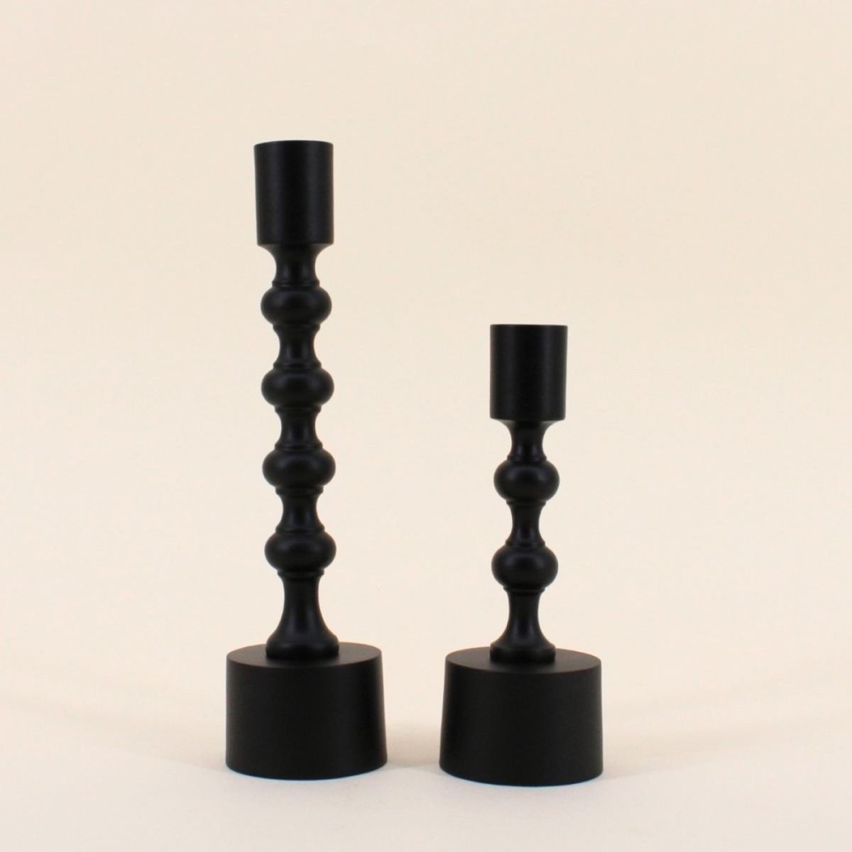 Bougeoir laqué 23cm noir, ORNAMI