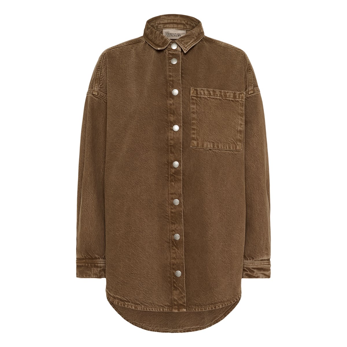 Chemise à manches longues marron tobacco brown washed, MY ESSENTIAL