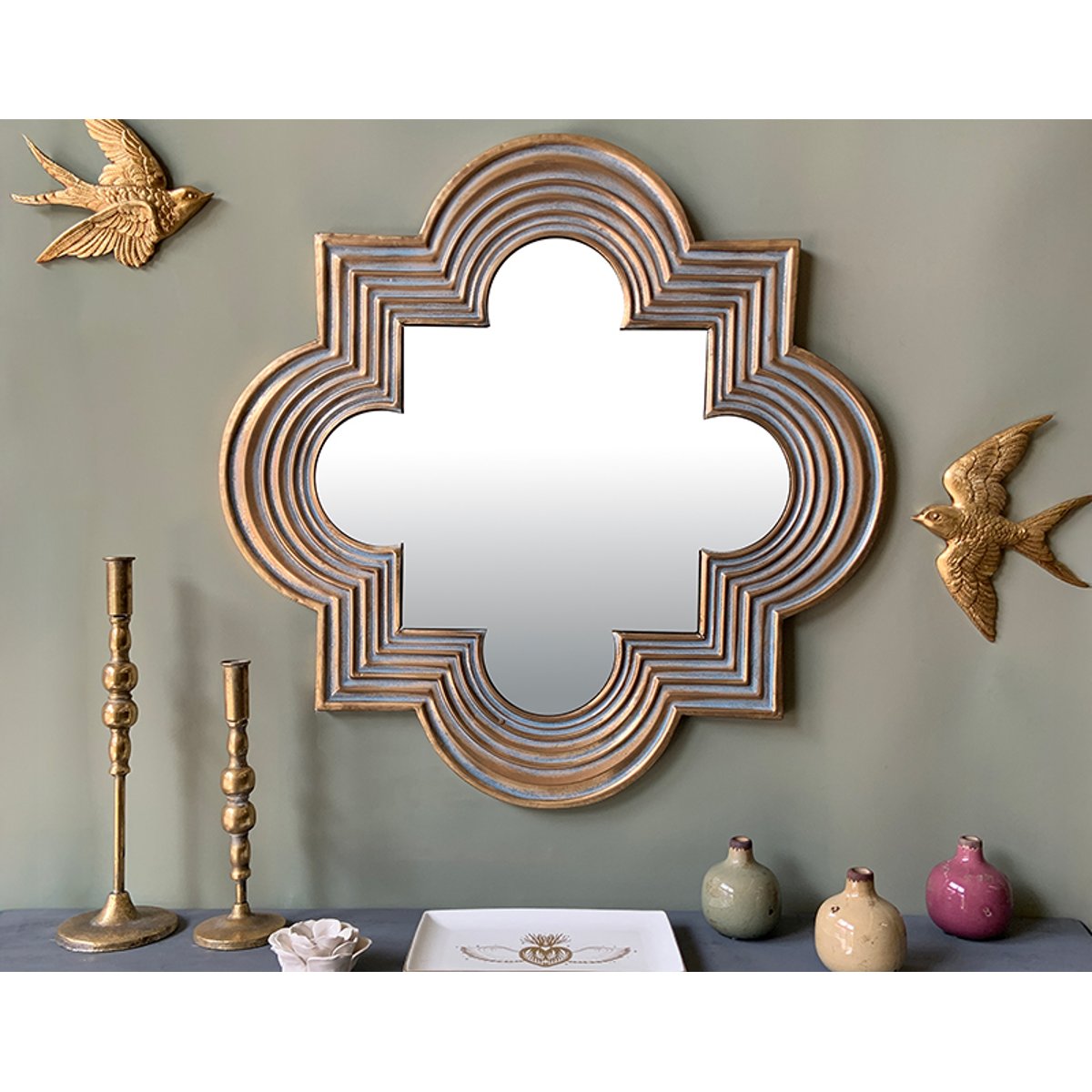 Miroir design métal 69,5cm or, EMDE