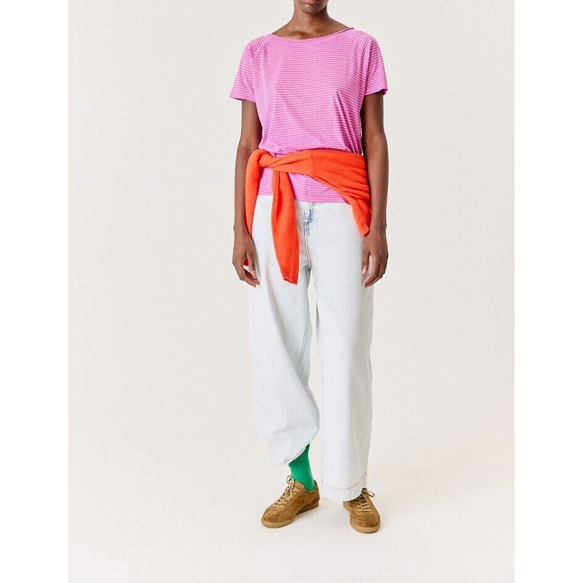 Laloom Striped Short Sleeve T-Shirt fuchsia, AMERICAN VINTAGE