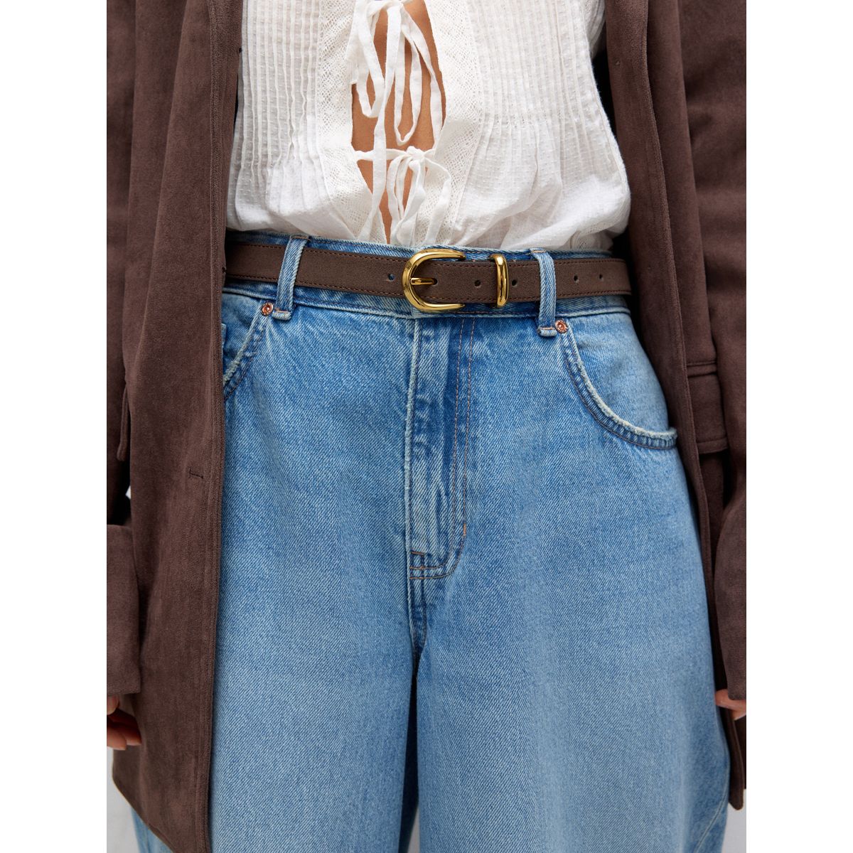 Ceinture en daim moyenne italie n. premium marron chocolat, NEXT