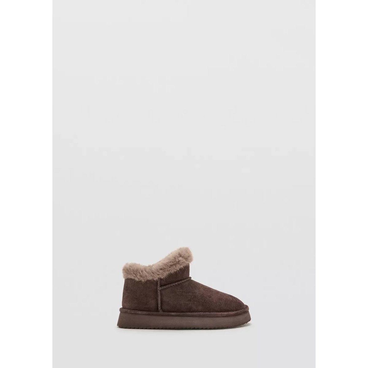 Bottines cuir imitation mouton chocolat, MANGO KIDS