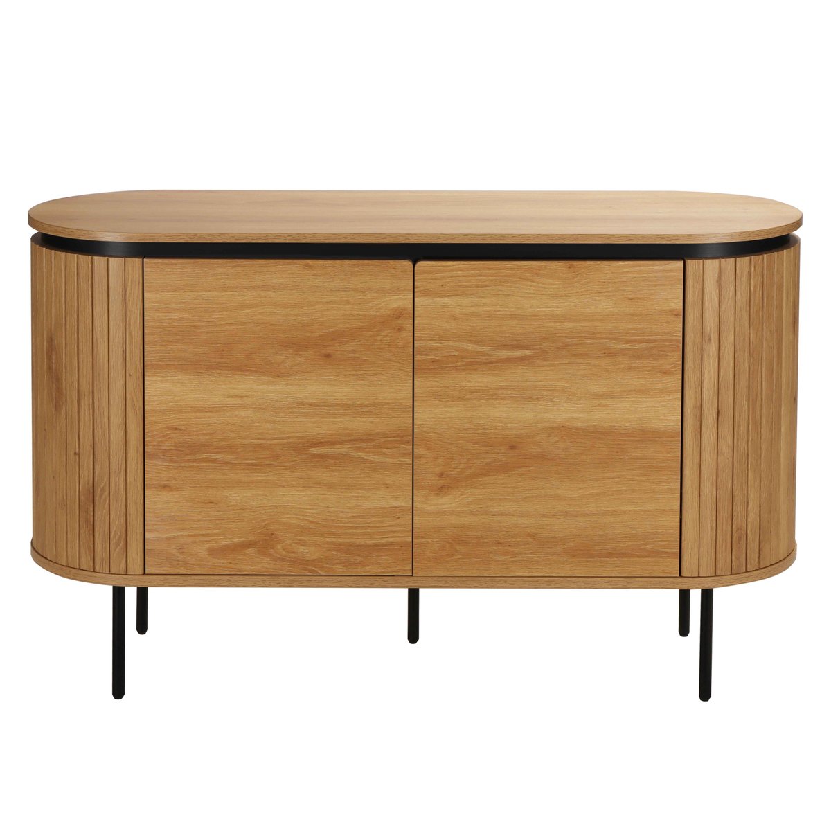 Buffet en mélaminé 2 portes 120 cm, HEMERA bois clair, OVIALA